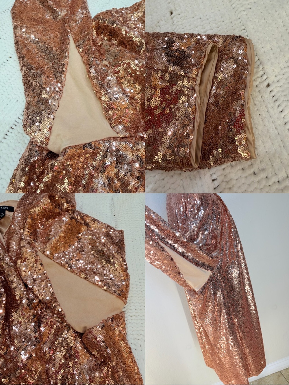 Torrid Women’s Sequin Open Front Duster Cardigan Rose Gold Size 4 - Picture 14 of 16